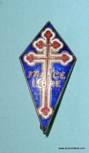 Free French / France Navy, FNLF Cross of Lorraine, Forces Navales Françaises Libres Enamel Pin Badge
