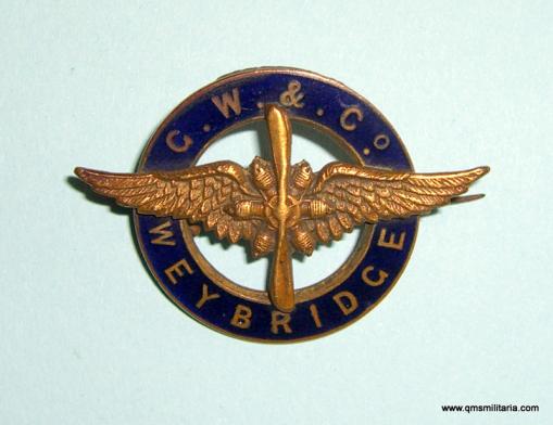 WW1 Home Front- Grahame - White (Aviation) & Co, Weybridge, Surrey, Aeroplane Maker's Mufti Lapel Badge