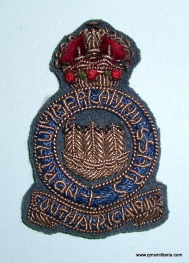 Northumberland Hussars Officer's / Senior NCOs Bullion and Cloth Cap Badge, King's Crown