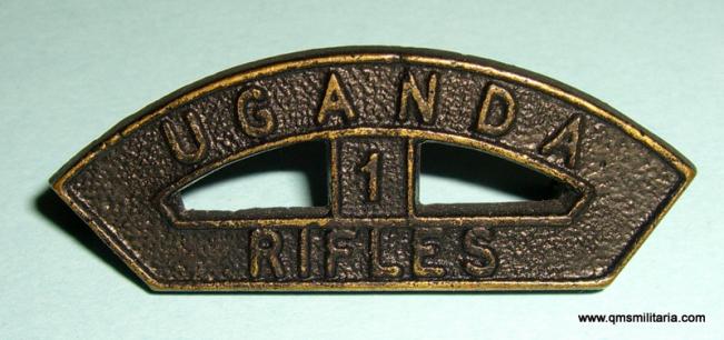 Rare Victorian 1st Uganda Rifles Blackened Brass Shoulder Title - East Africa