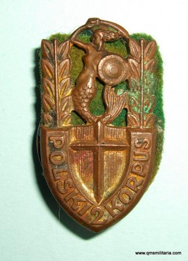 WW2 Poland  - Polish 2 Corps Breast badge - numbered to reverse