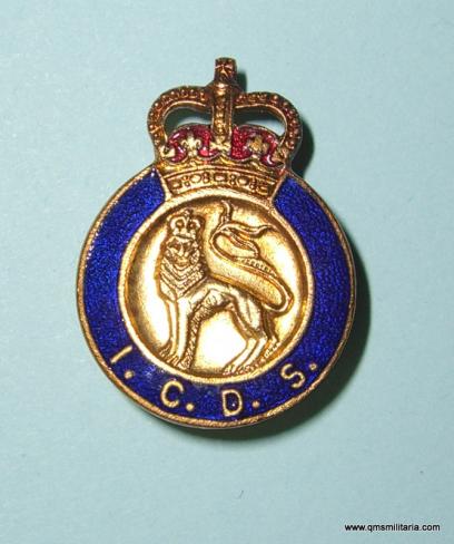 Home Front -  Industrial Civil Defence Service ( I.C.D.S. ) Volunteer Badge, 1953 - 1968