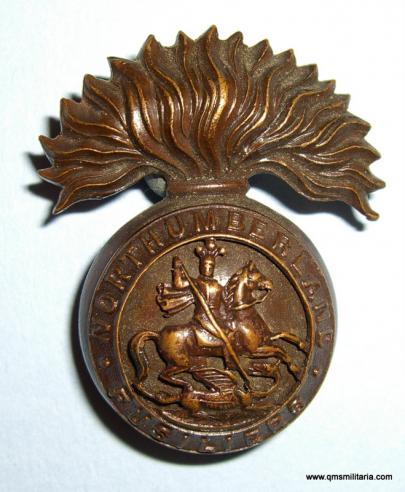 WW1 Northumberland Fusiliers ( NF ) Officer's OSD Bronze Collar Badge, St George facing to the right
