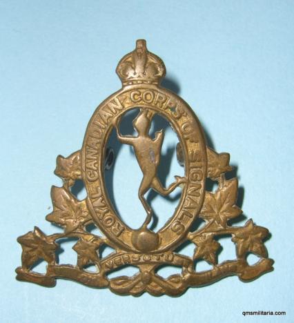 Royal Canadian Corps of Signals Brass Cap Badge