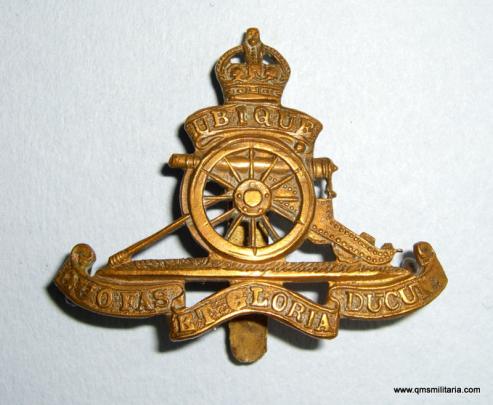 WW2 Vintage Royal Artillery ( RA ) Brass Beret Badge  - Dowler 