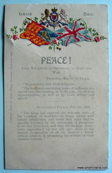 Patriotic Boer War Peace Art Postcard - Tuck & Sons