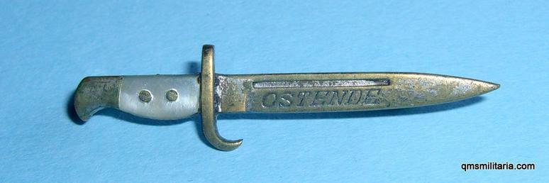 WW1 Ostend Ostende Belgian Town Souvenir Battle Bayonet Pin Brooch Badge