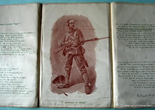 Extremely scarce Boer War souvenir of The Absent-Minded Beggar: Silk Souvenir Booklet 1899 - 1900