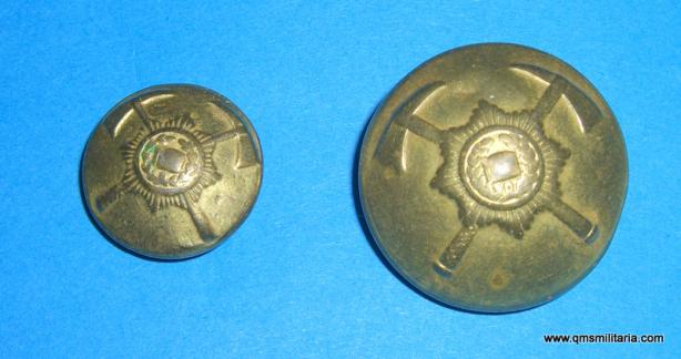 Pair of Brass Firemans buttons Large and Medium Pattern