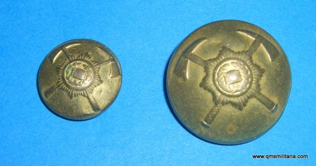 Pair of Brass Firemans buttons Large and Medium Pattern