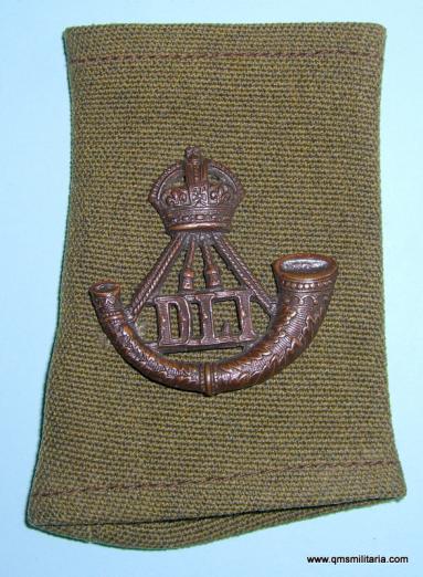 Durham Light Infantry ( DLI ) Officers OSD Collar Badge on Khaki Slip-on - attributed