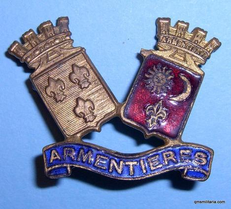WW1 Souvenir Armentieres French Town Battle Badge Pin Brooch Badge