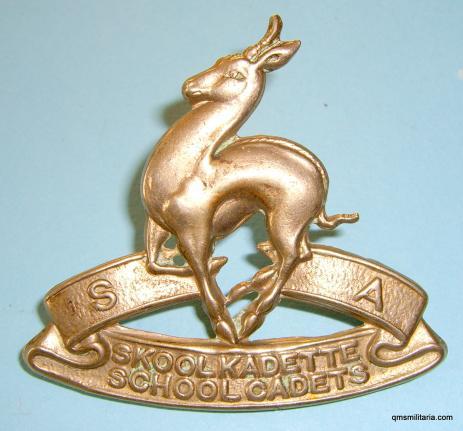 South African School Cadets Large White Metal Cap Badge