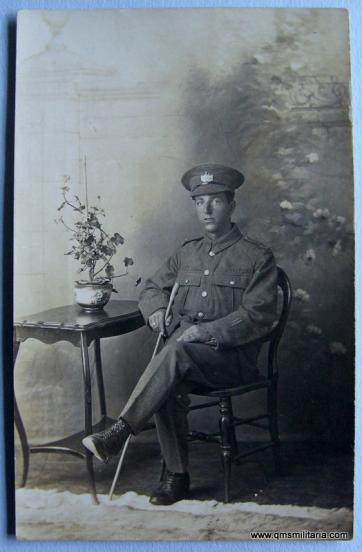 WW1 Original Black & White Postcard - Twice wounded Gloucestershire Regiment Private