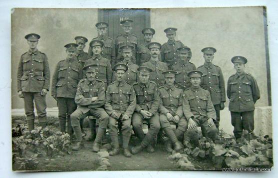 WW1 Original Photograph Postcard - 20th Training Reserve Battalion ( 20 on each arm ) and all wearing General Service Buttons in place of cap badges