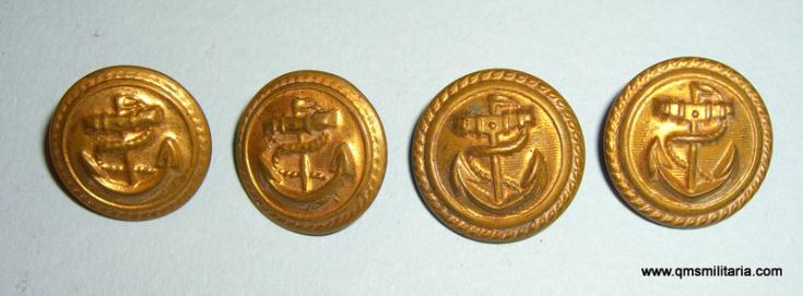 WW2 Merchant Marine Gilt Brass Buttons for Battle Dress x 4
