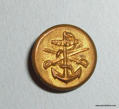 Unusual small flat gilt naval button - fouled anchor with crossed swords