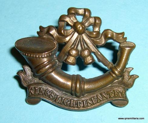 Victorian King 's Shropshire Light Infantry ( KSLI ) Left Facing Bronze Metal Collar Badge, 1881 - 1887