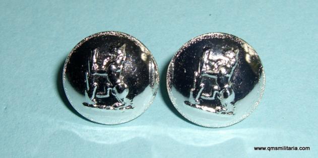 Queen 's Own Warwickshire & Worcestershire Yeomanry Pair of Anodised Aluminium Small Pattern Cap Buttons