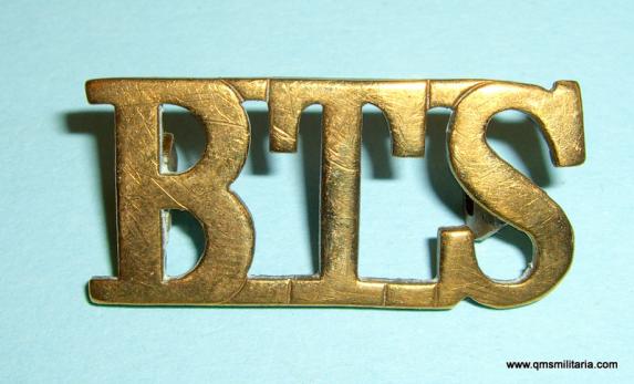 BTS British Army Boys Technical School Brass Shoulder Title