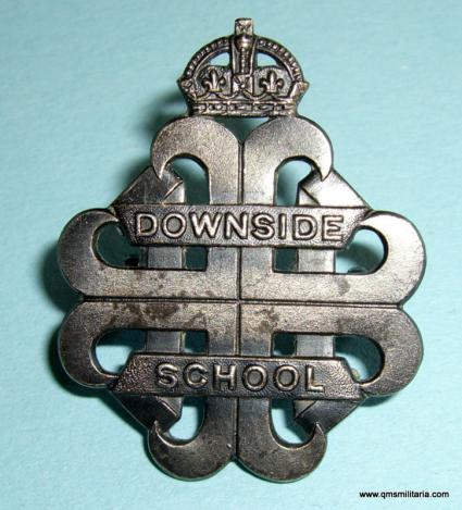 Downside School ( Bath ) OTC Blackened White Metal Cap Badge, Kings Crown