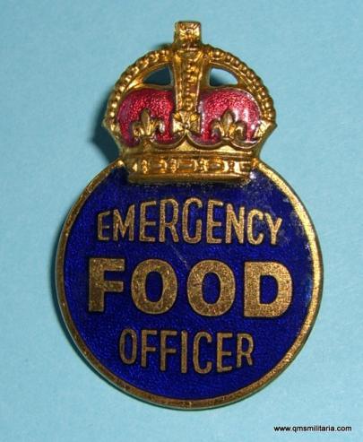 WW2 Home Front Emergency Food Officer Enamel Pin Badge