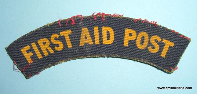 WW2 Home Front - ARP First Aid Post Printed Cloth Shoulder Title