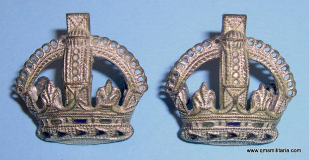 Officer 's Matched Pair of Frosted Silver Plated Rank Crowns