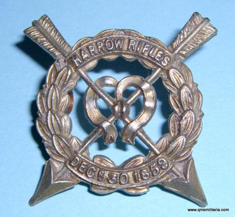 Harrow Rifles School Combined Cadet Force ( CCF ) White Metal Cap Badge