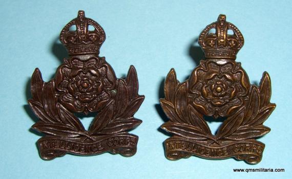 Pair of Intelligence Corps Officer 's Bronze OSD Collar Badges
