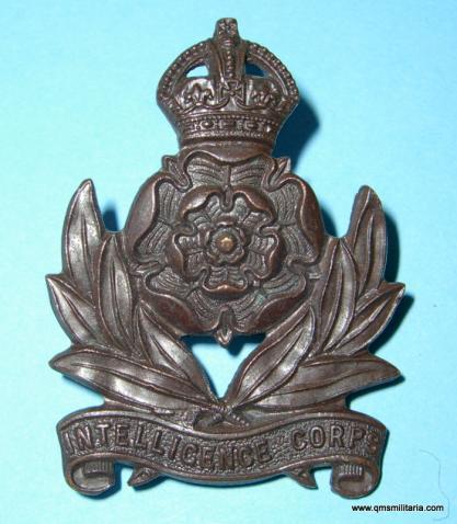 Intelligence Corps - Officer's OSD Bronze Cap Badge with Blades - King's Crown, pre 1952