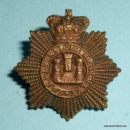 Scarce Victorian Devonshire Regiment Brass Collar Badge, circa 1899 - 1902