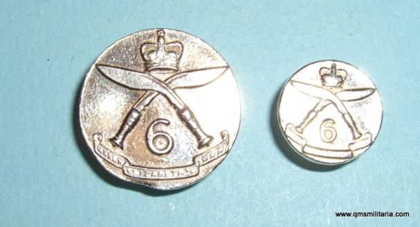 6th Gurkha ( Queen Elizabeths Own ) Rifles Set of two Unmarked Silver Mufti Blazer Buttons (QEII crowns)