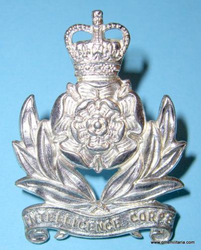 Intelligence Corps Officer's Silver Plated Cap Badge QE2 Crown - Gaunt