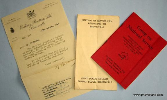 Cold War Collection of Papers from Cadbury Bournville to those going on National Service