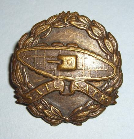 South Africa - WW2 South African Tank Corps ( SATC / SATK ) Black Metal Cap Badge, worn 1940 - 1941 only