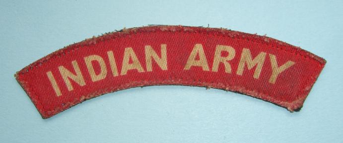 WW2 Indian Army Printed White on Red Shoulder Title
