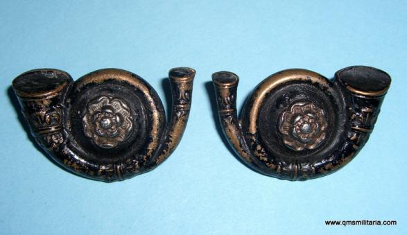 King 's Yorkshire Light Infantry KOYLI Officer' s Matched Facing Pair OSD Collar Badges