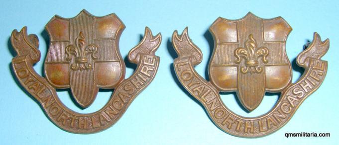 Loyal North Lancashire Regiment Matched Pair of Officer 's OSD Collar Badges - Gaunt
