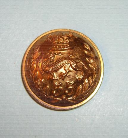 55th Regiment of Foot Officers Large Pattern Gilt Button, 1855 - 1881