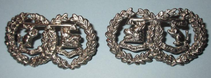 Argyll & Sutherland Highlanders ( A&SH ) Victorian White Metal Facing Collar Badges - Cats tail up!