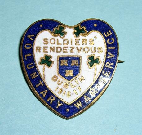 WW1 Ireland Home Front - Dublin Soldiers Rendezvous Voluntary War Service Enamel Pin Lapel Badge