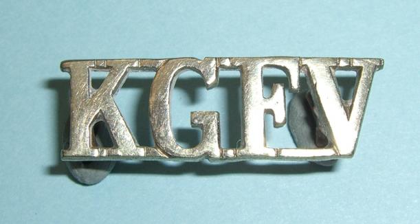 WW1 Indian Army - KGFV ( Kolar Gold Fields Volunteers ) Small White Metal Shoulder Title