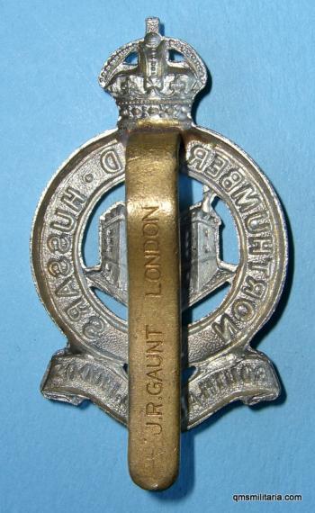 Northumberland Hussars Yeomanry King 's Crown Other Ranks White Metal Cap Badge - Gaunt