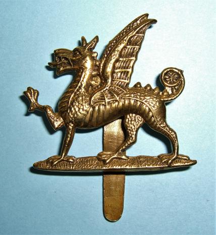 WW1 2nd Battalion ( Territorial Force ) The Monmouthshire Regiment Brass Cap Badge  - Woodward