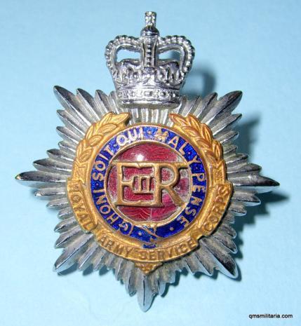 Royal Army Service Corps ( RASC ) Officer 's Chrome, Gilt and Enamel Queen's Crown Cap Badge, Post 1953