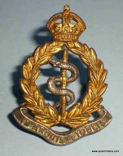 Royal Army Medical Corps ( RAMC ) Officers Silver plated and gilt Cap Badge, pre 1953 - Gaunt London