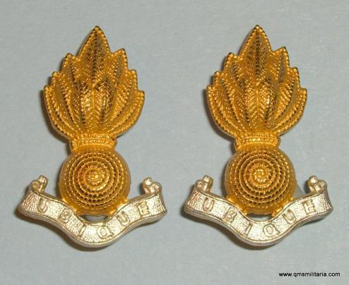 Royal Engineer ( RE ) Officer 's Gilt and Silver plate Matched Collar Badges