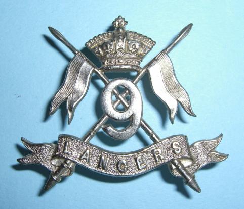 Victorian 9th ( Queen s Royal ) Lancers Other Ranks White Metal Cap Badge