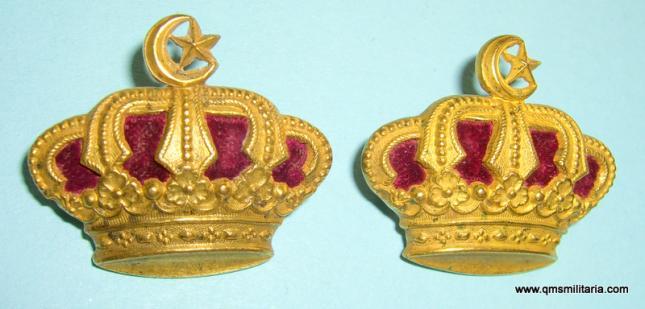 Early Middle East - Egyptian / Sudan Defence Force  - Matched Pair of Officers Gilt with Red Velvet Collar Badges as worn by British Seconded Officers